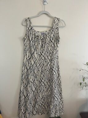 Vintage Modify Abstract MIDI Dress Mod Milkmaid Bow Funky Cotton Y2K Feminine